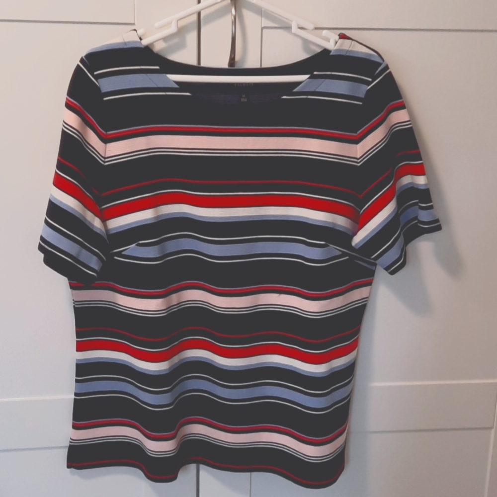 Talbots Womens short sleeve striped Cotton Shirt